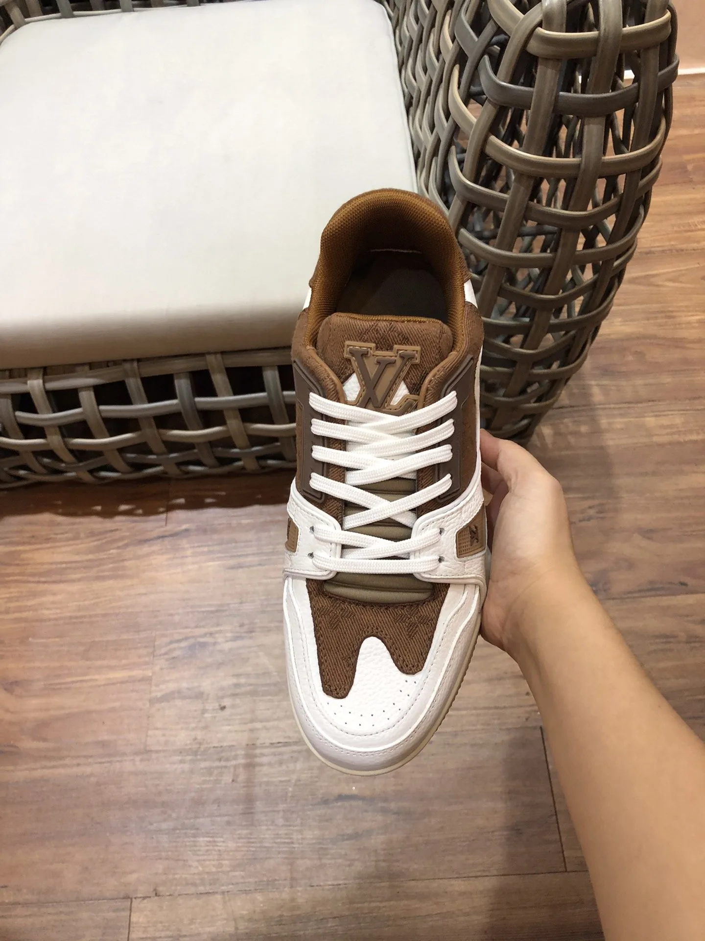 Louis Vuitton Trainer Sneaker Rubber Monogram White/Brown Virgil Abloh - Image 7