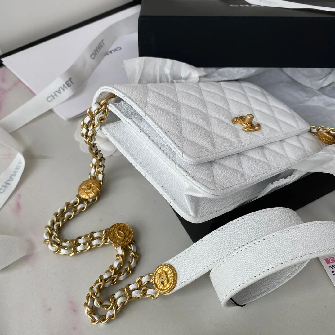 Chanel Small Flap Bag Gold Hardware White / - Image 4