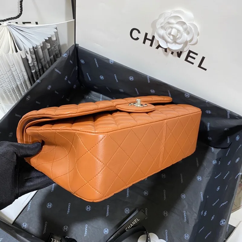 Chanel Classic Double Flap Bag Large Crossbody / Brown Silver Hardware - Image 4