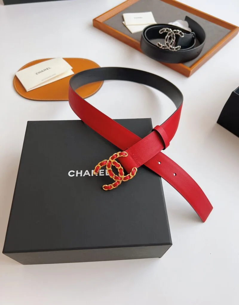 Alternative view of Chanel CC Chain Buckle Belt Red
