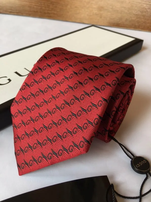 Gucci G Silk Jacquard Tie Red GG Men - Image 7
