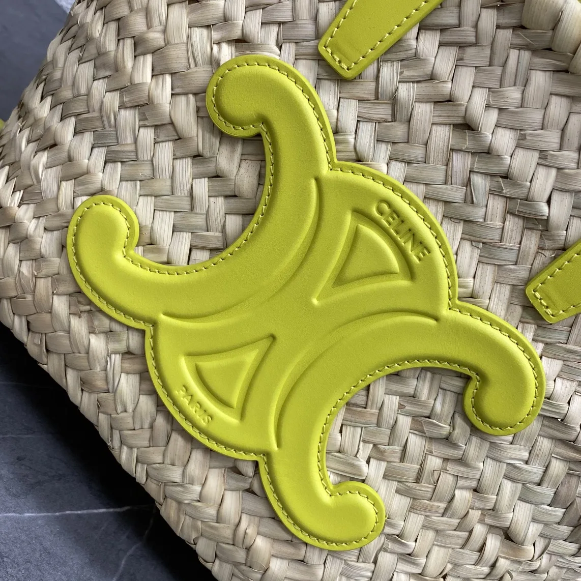 Alternative view of Celine Teen Triomphe Celine Classic Panier In Palm Leaves And Lizard Yellow / .11CT