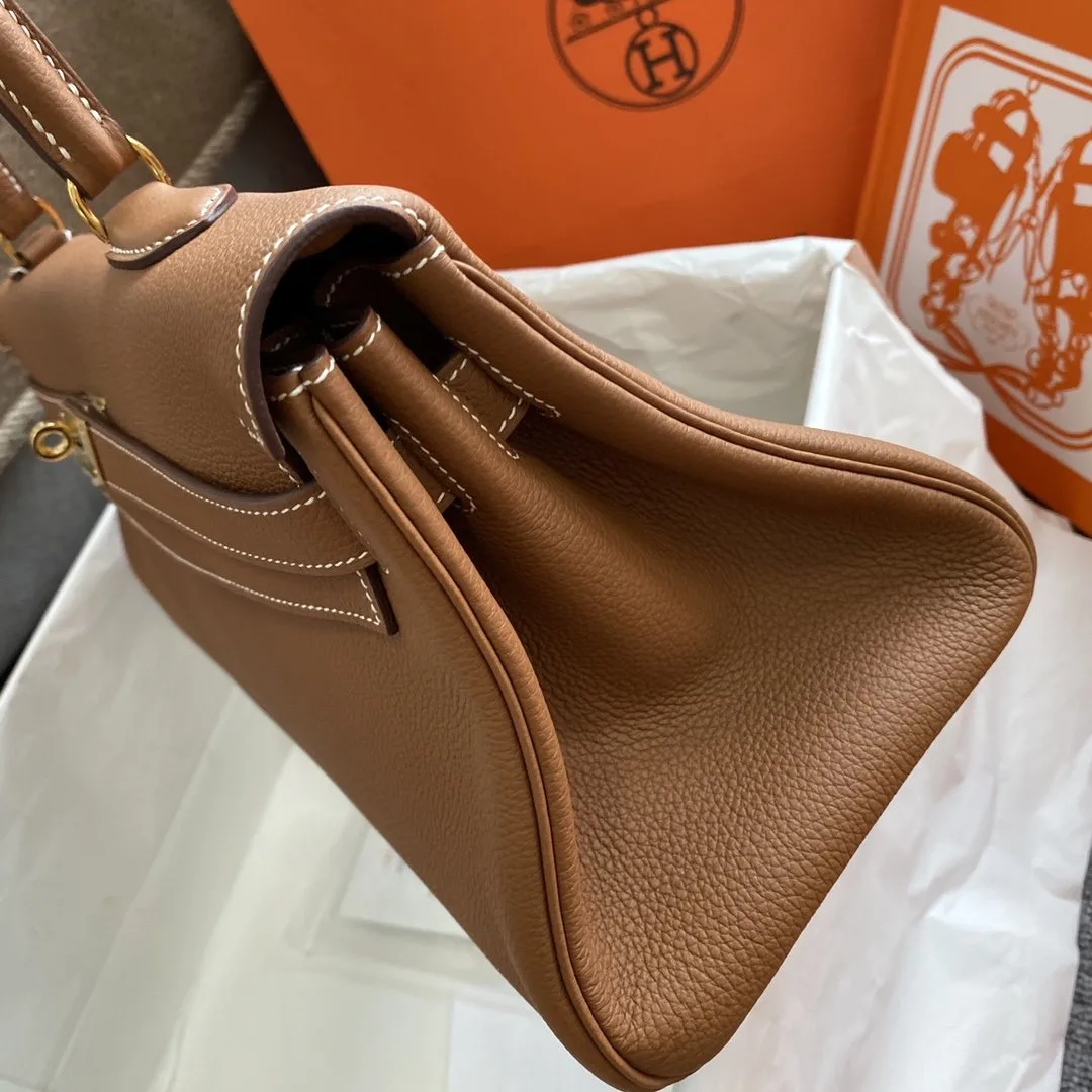 Alternative view of Hermes Shoulder Kelly CK37 Brown Gold Color Hardware /