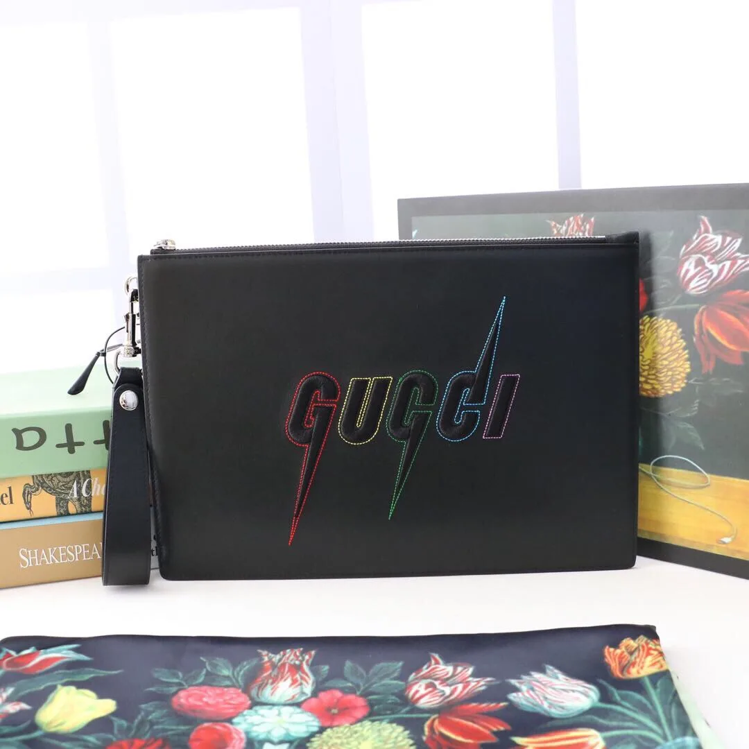 Alternative view of Gucci Pouch in Black With Blade Embroidery , Mens Pouch /