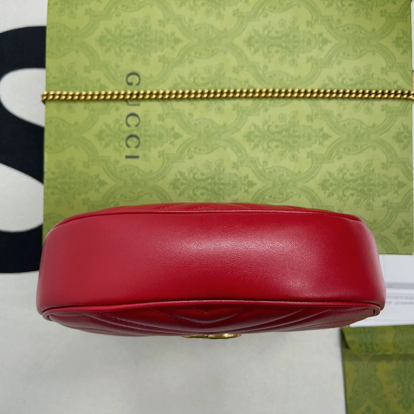 Gucci Marmont Half Moon Shaped Mini Bag Red - Image 3