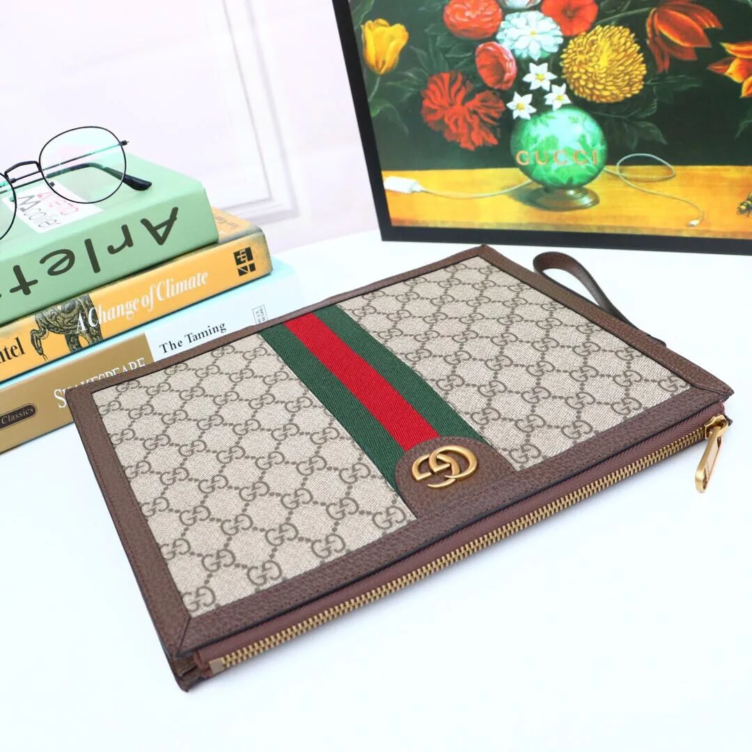 Gucci Ophidia Pouch With Web Beige And Ebony GG Supreme Canvas / - Image 4