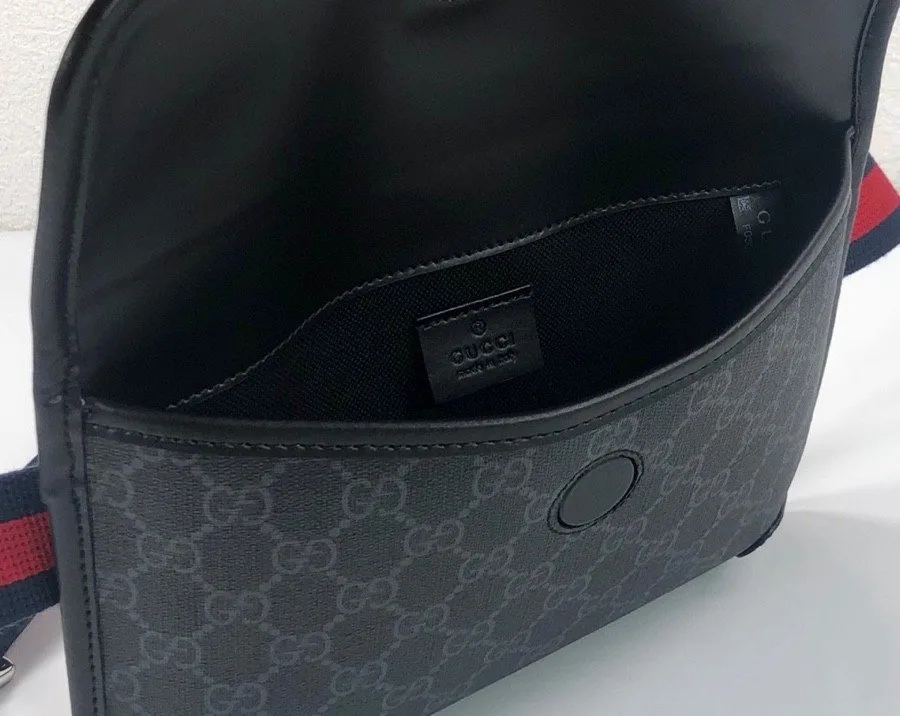Gucci GG Black Belt Bag Black/Grey GG Supreme Canvas With Black / - Image 5