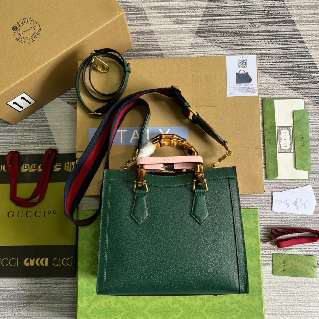 Gucci Diana Medium Tote Bag / Green Gold Hardware - Image 7