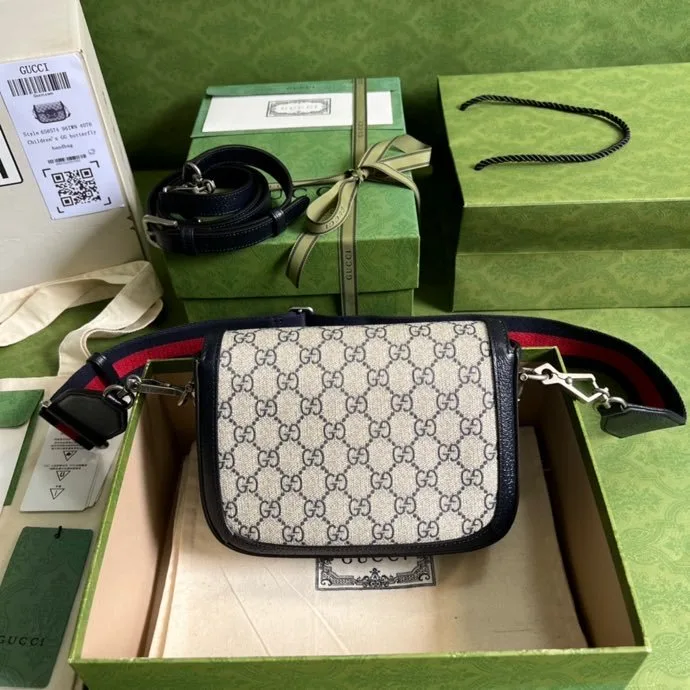 Gucci Horsebit 1955 GG Mini Bag Beige And Blue Supreme Canvas / - Image 3