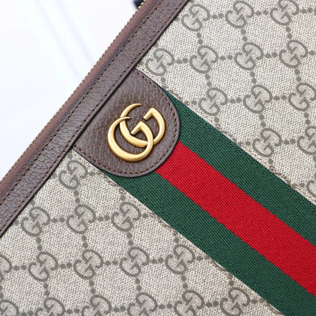 Gucci Ophidia Pouch With Web Beige And Ebony GG Supreme Canvas / - Image 3