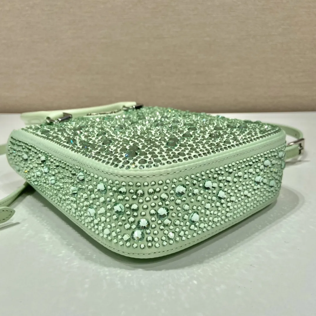 Alternative view of Prada Small Satin Tote Bag With Crystals Gold