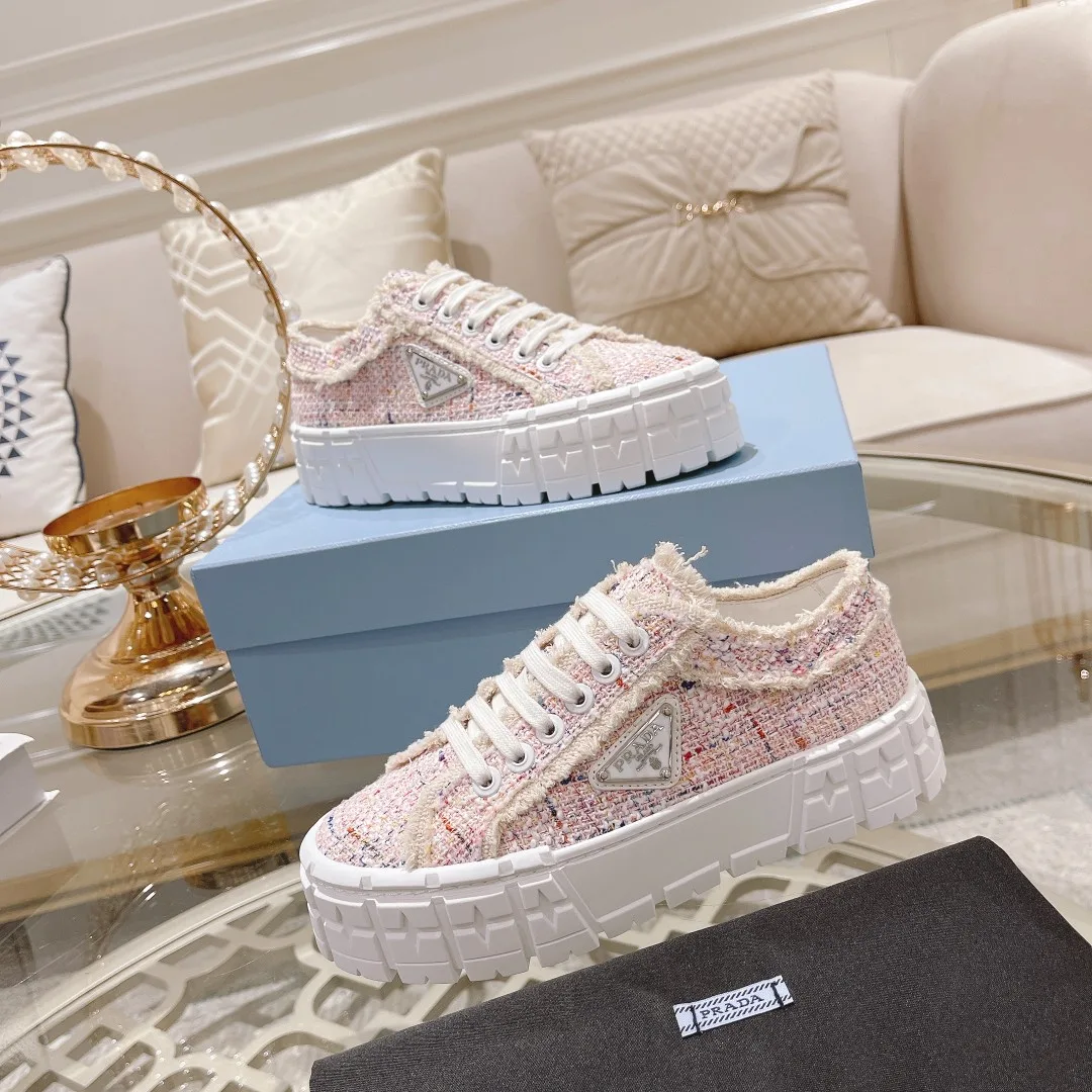 Prada Gabardine Canva Double Wheel Sneakers Pink / PRD - Image 8