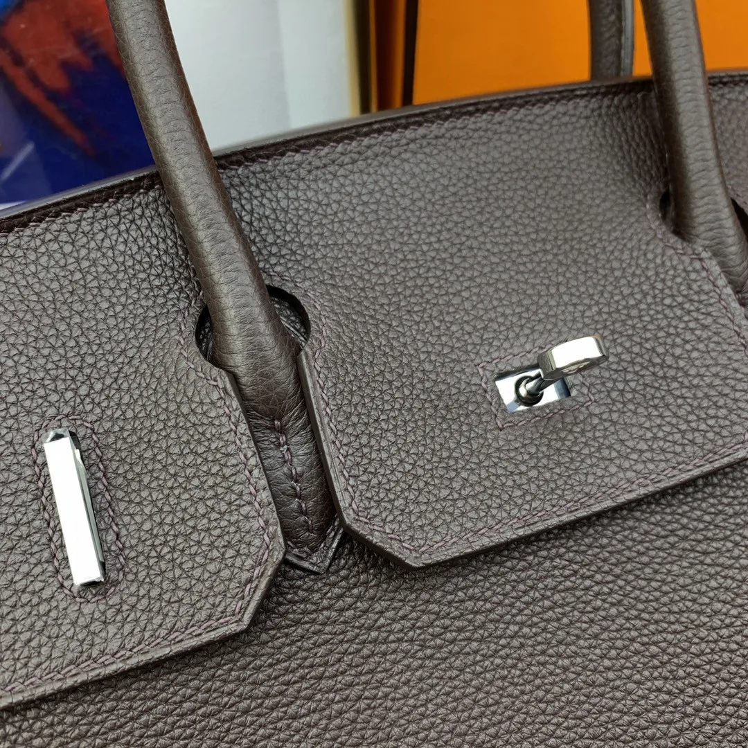 Hermes Birkin 30 Top Handle Bag / Togo Dark Grey Silver Hardware - Image 4