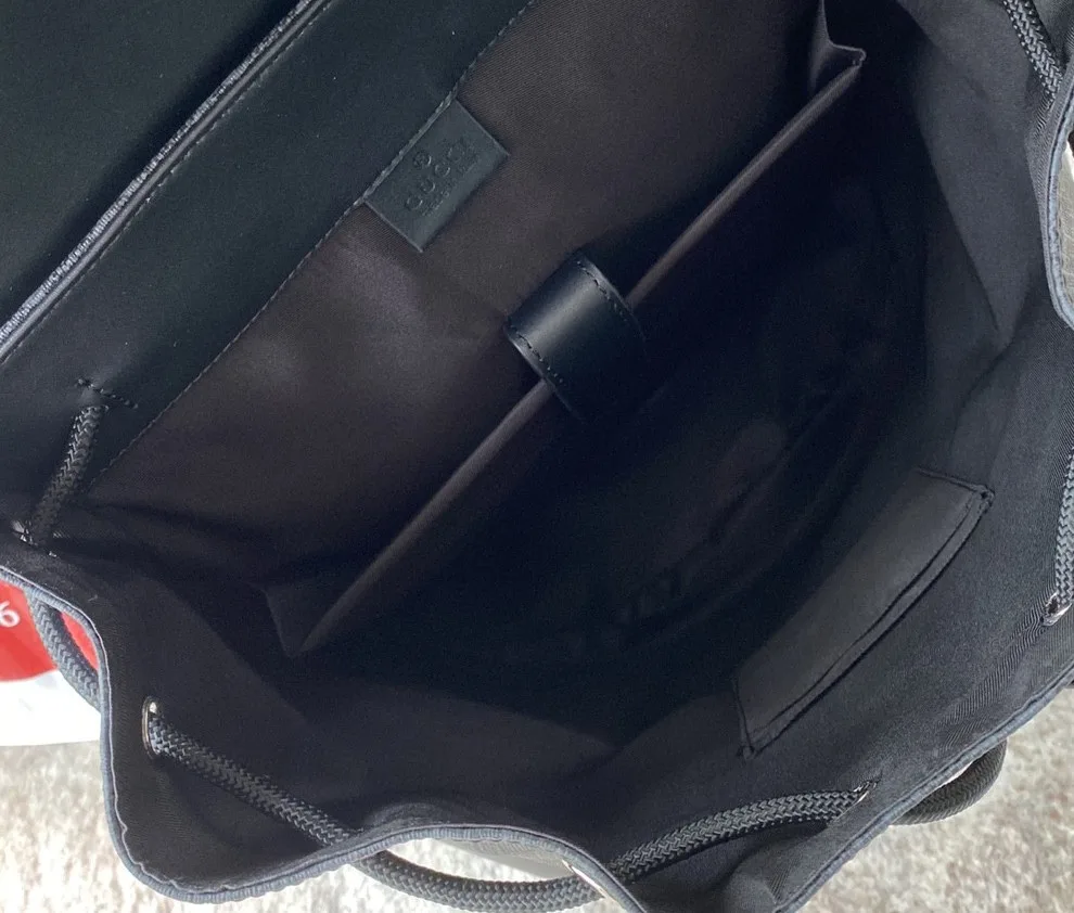 Gucci Black Backpack Black/Grey Soft GG Supreme Blue And Red Web / - Image 8