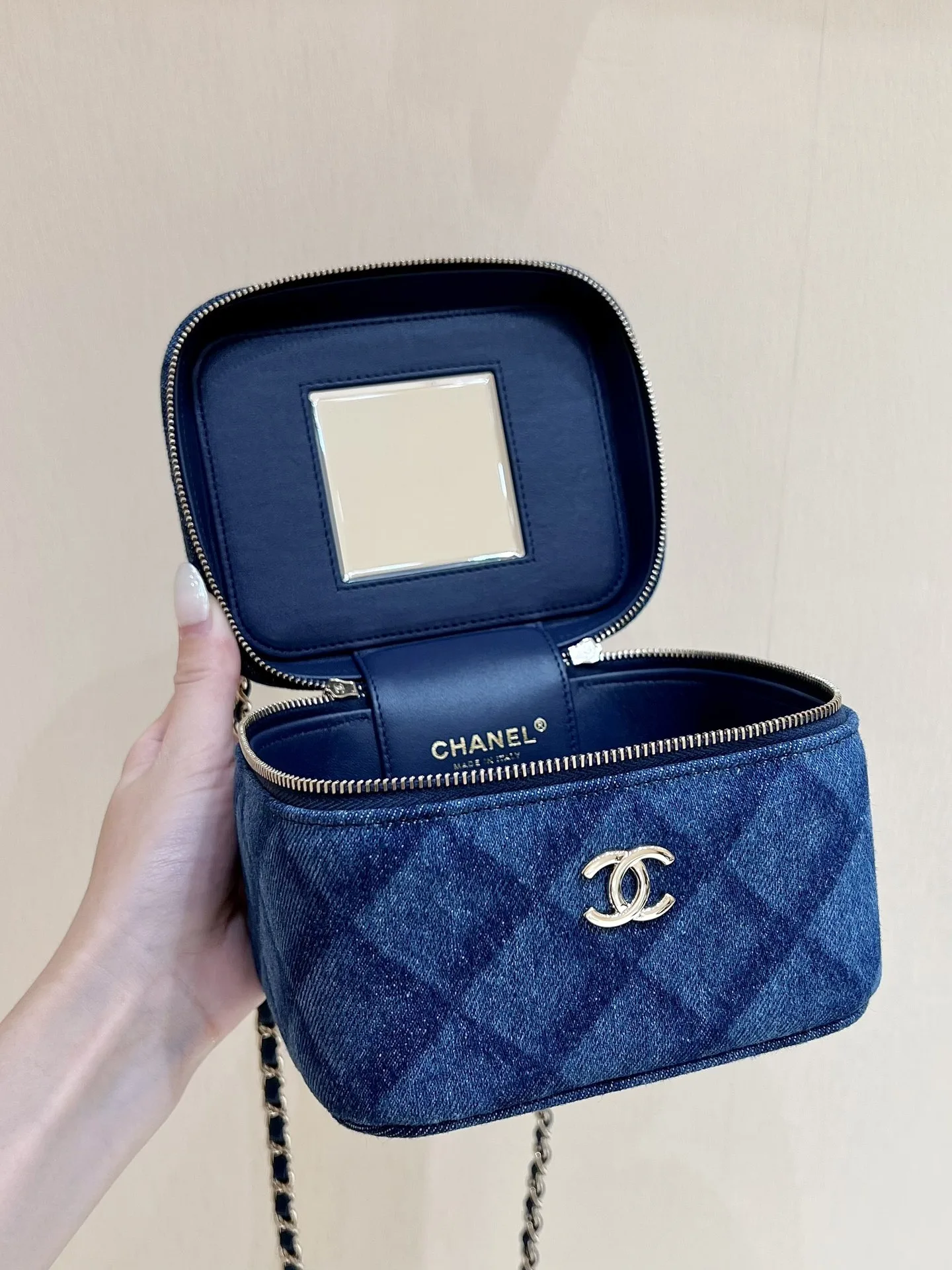 Alternative view of Chanel CC Denim Vanity Bag Dark Blue /