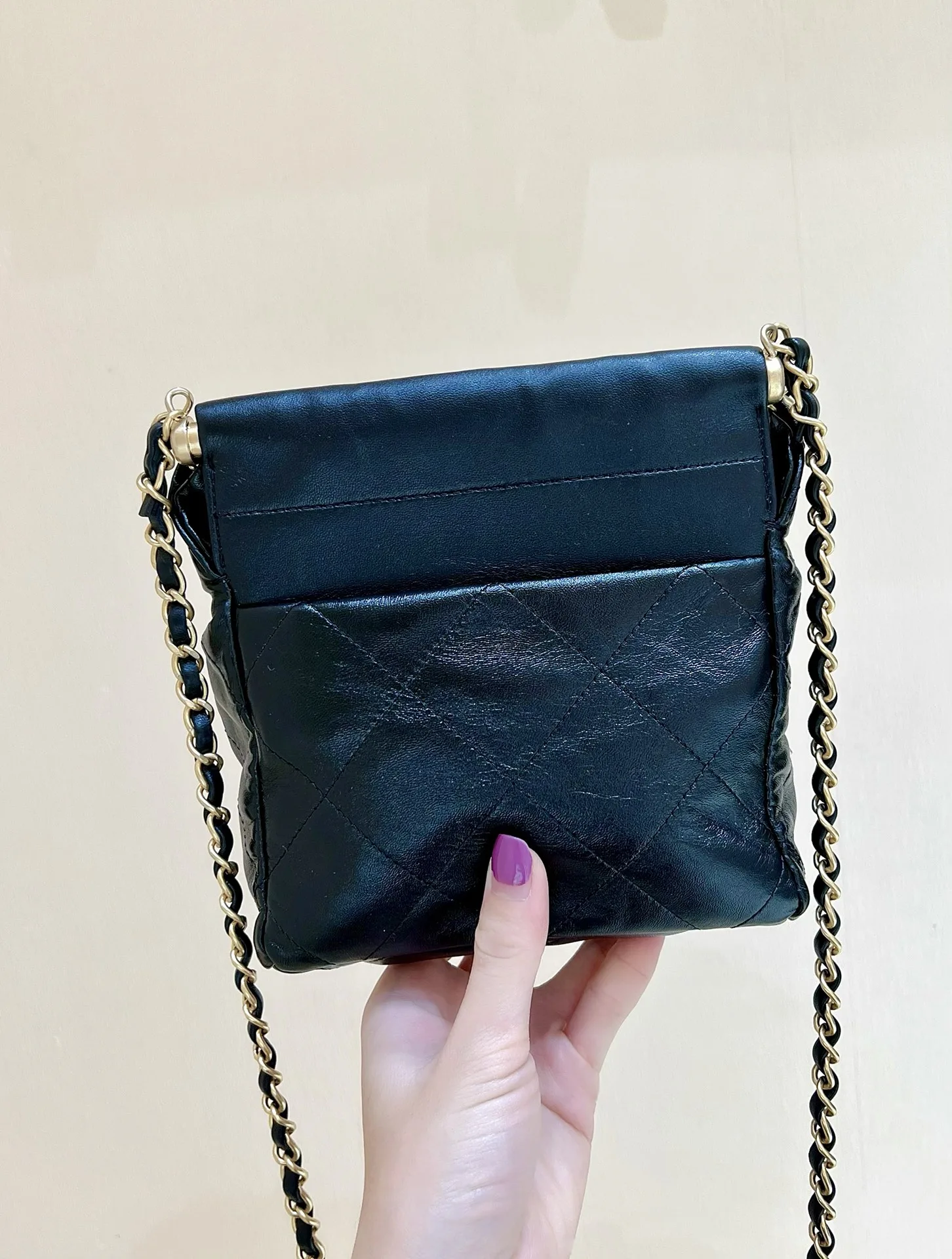 Chanel CC Small Bucket Bag / Black Gold Hardware - Image 8