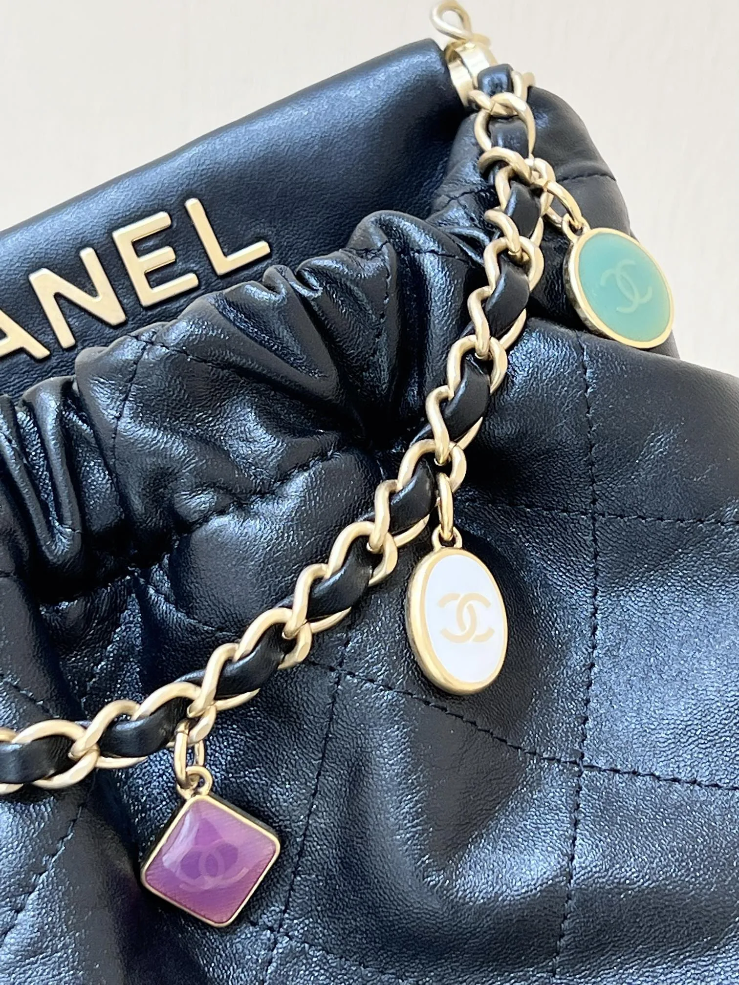 Chanel CC Small Bucket Bag / Black Gold Hardware - Image 3
