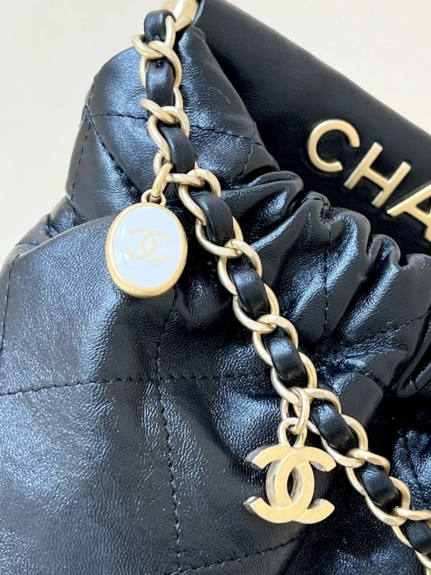 Chanel CC Small Bucket Bag / Black Gold Hardware - Image 6