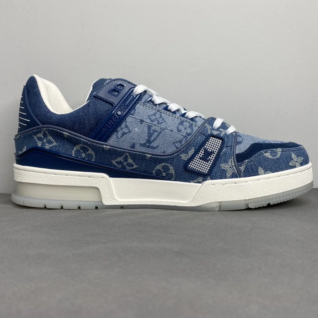 Louis Vuitton Trainer Sneaker Rubber Monogram Denim Blue Virgil Abloh - Image 3