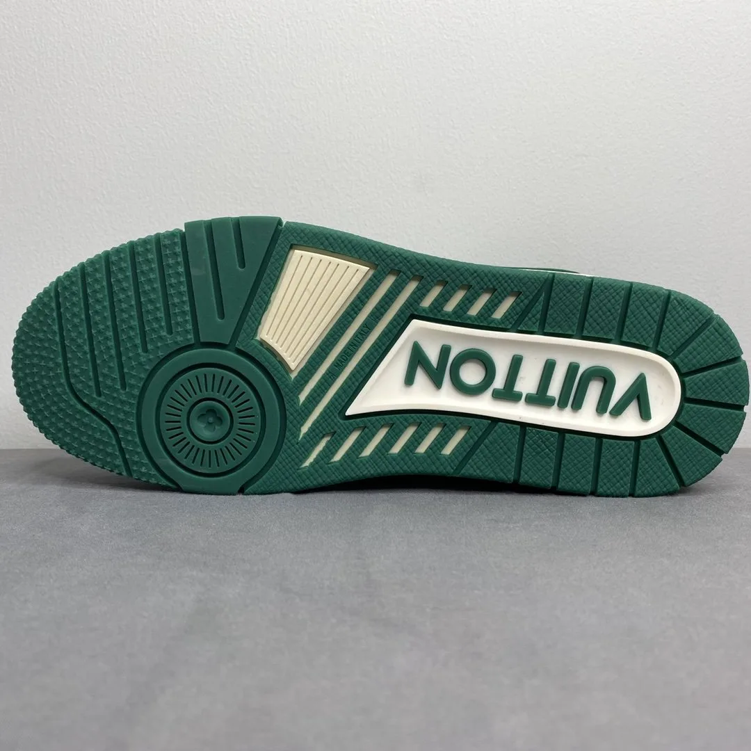 Louis Vuitton Trainer Sneaker Mix Of Materials White/Green - Image 4