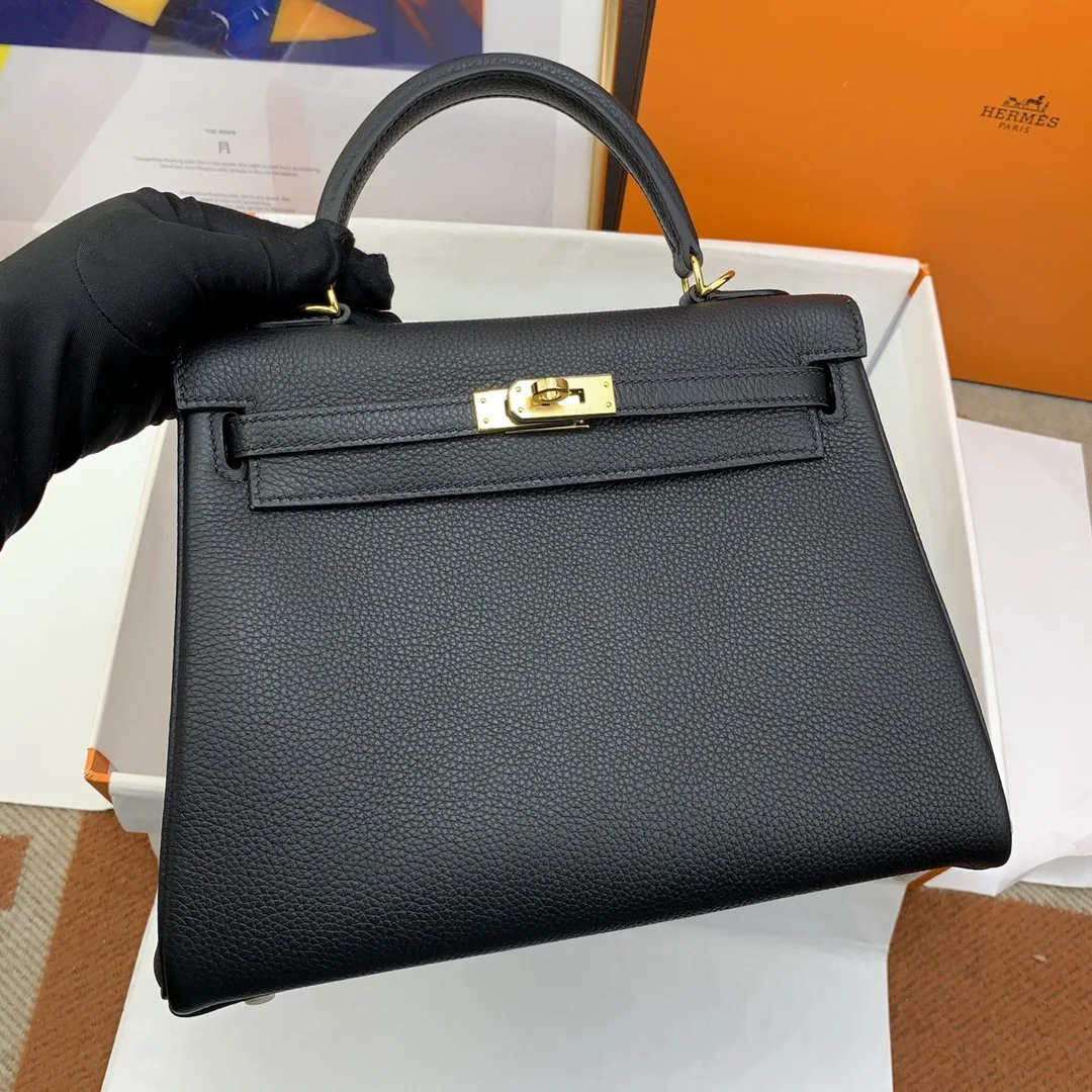 Hermes Kelly 25 Retourne Togo Black Bag - Image 3