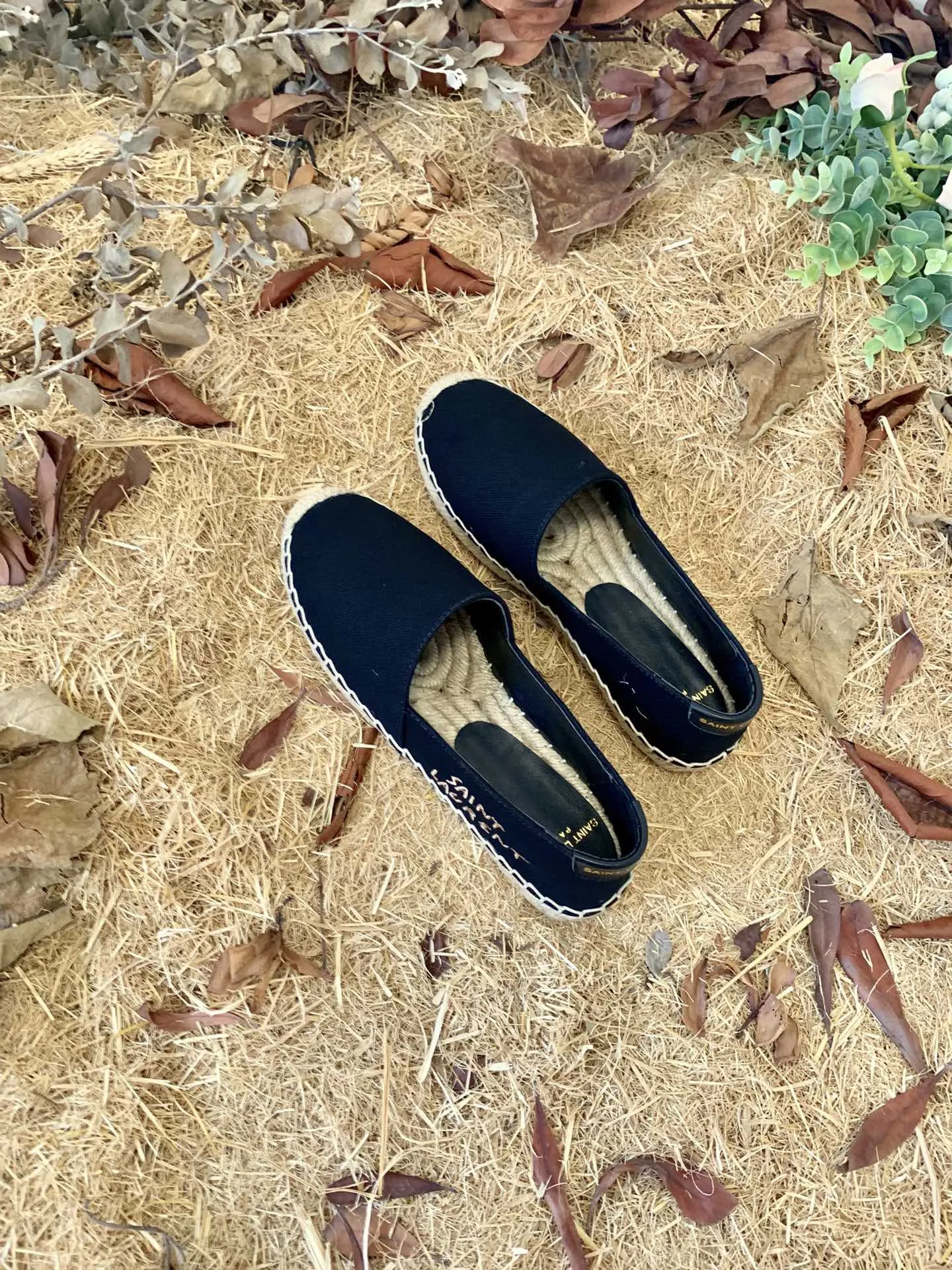 Saint Laurent Saint Laurent Embroidered Espadrilles Black YSL - Image 3