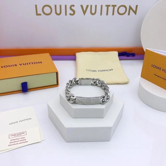 Louis Vuitton Monogram Chain Bracelet Silver Tone - Image 7
