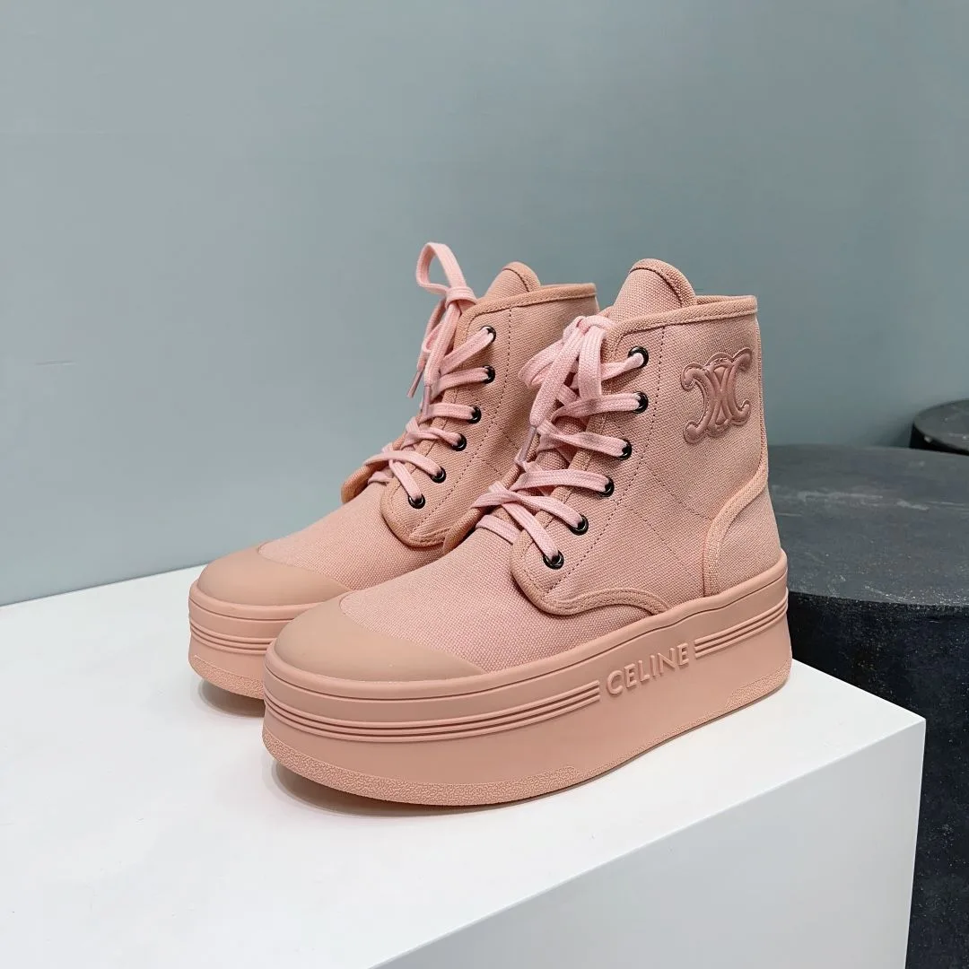Celine Block With Triomphe Patch In Canvas Light Pink - Image 4