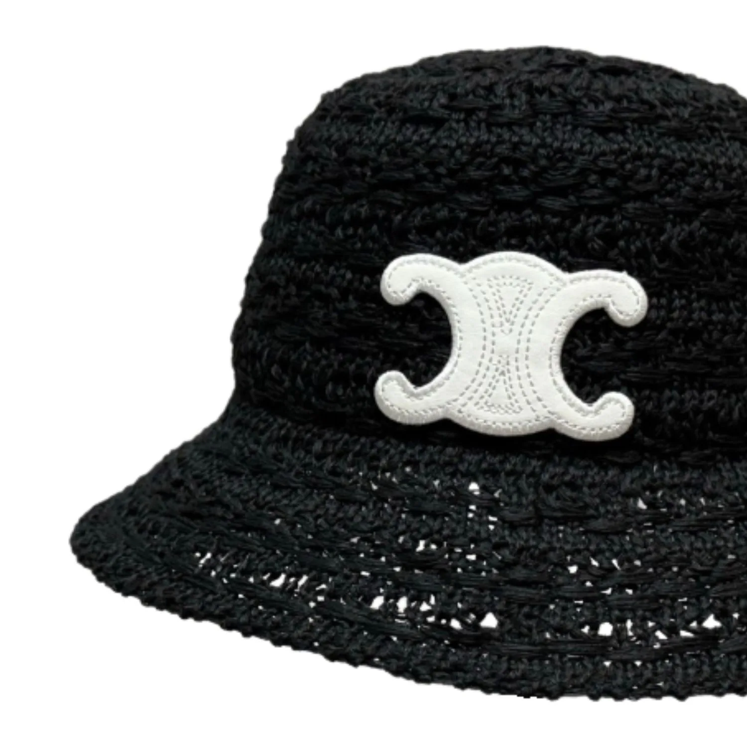 Alternative view of Celine Triomphe Bucket Hat In Raffia White /