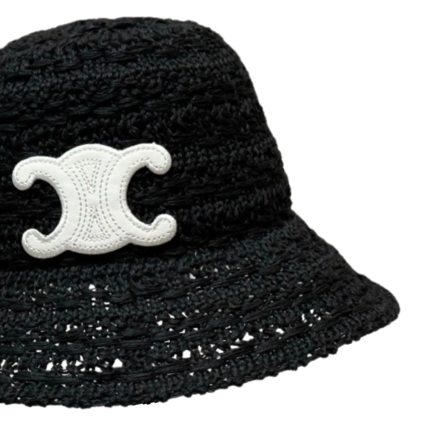 Celine Triomphe Bucket Hat In Raffia White / - Image 3