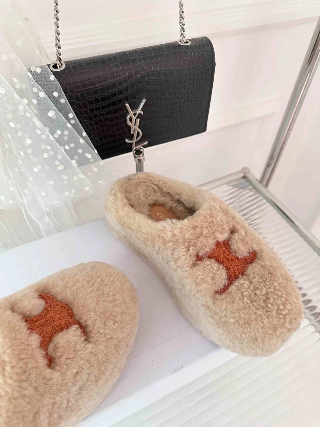 Alternative view of Celine Celine Fur Mule In Shearling Beige .01CR