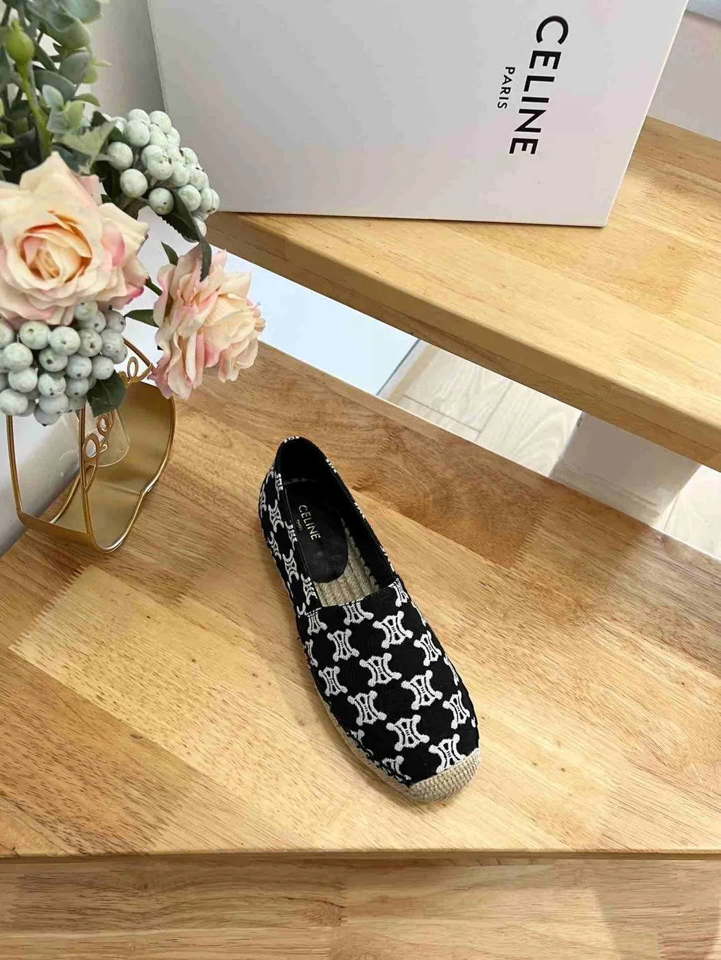 Celine Flat Espadrille With Triomphe In Triomphe Canvas Black - Image 3