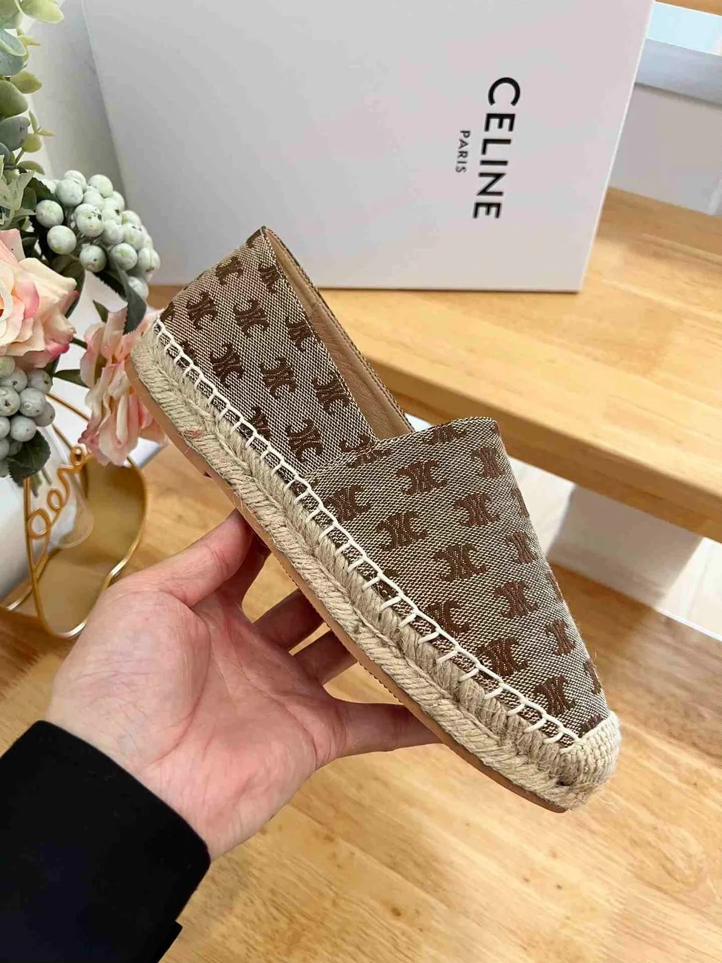 Celine Flat Espadrille With Triomphe In Triomphe Canvas Brown - Image 4