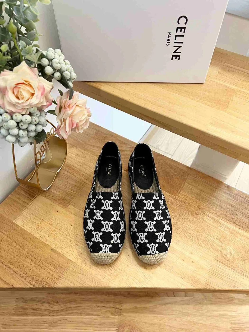 Celine Flat Espadrille With Triomphe In Triomphe Canvas Black - Image 4