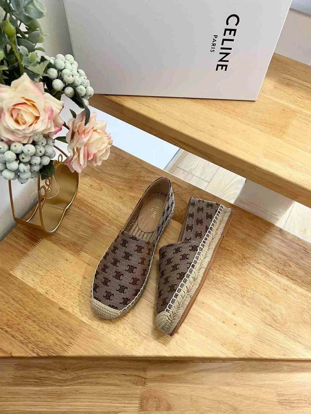Celine Flat Espadrille With Triomphe In Triomphe Canvas Brown - Image 3