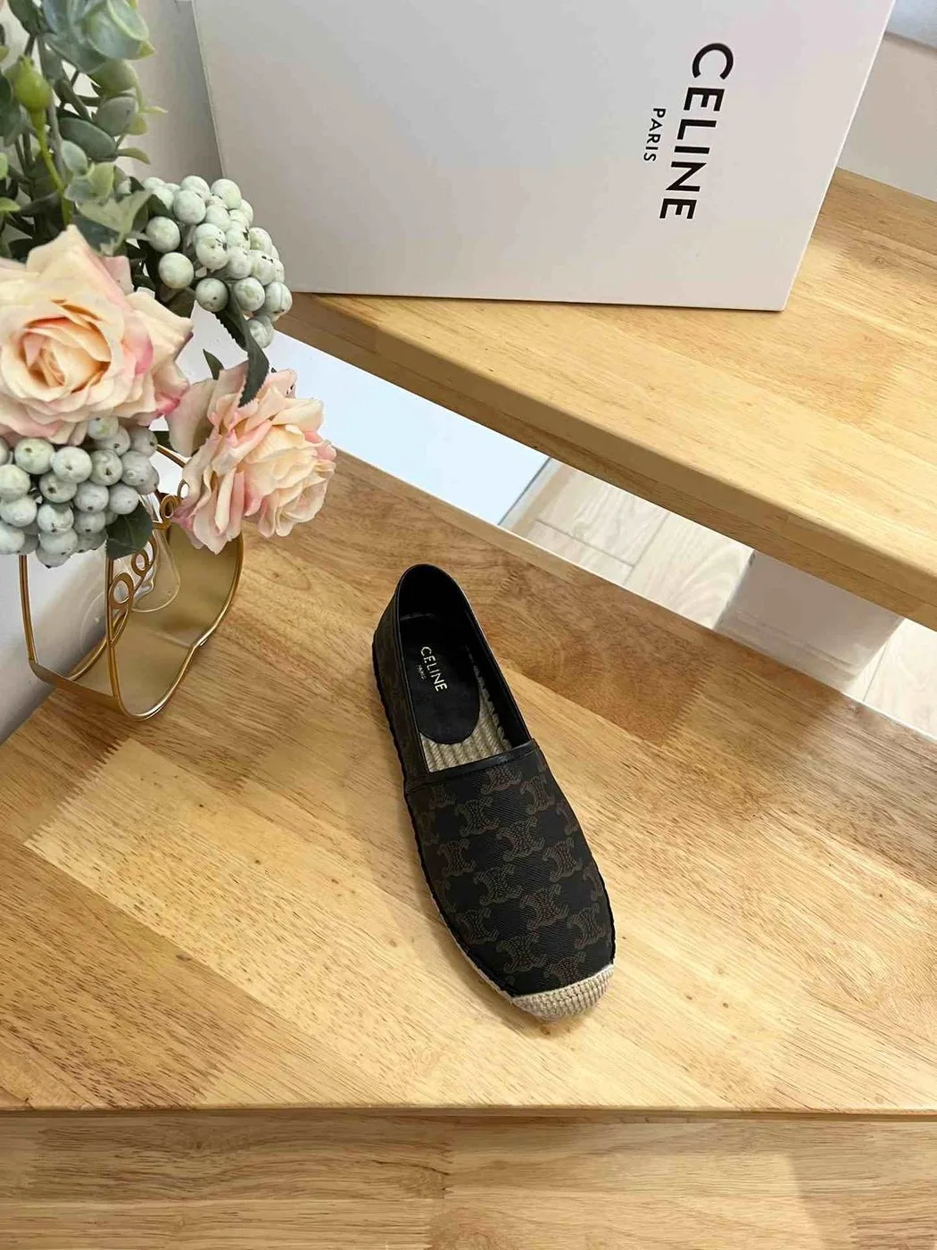 Celine Flat Espadrille With Triomphe In Triomphe Canvas Black And Brown - Image 4
