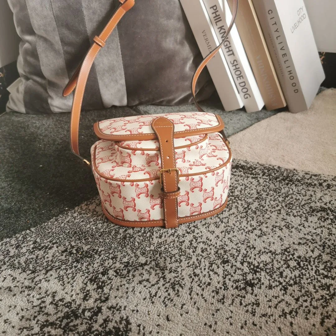 Alternative view of Celine Mini Besace In Triomphe Canvas White And Red /