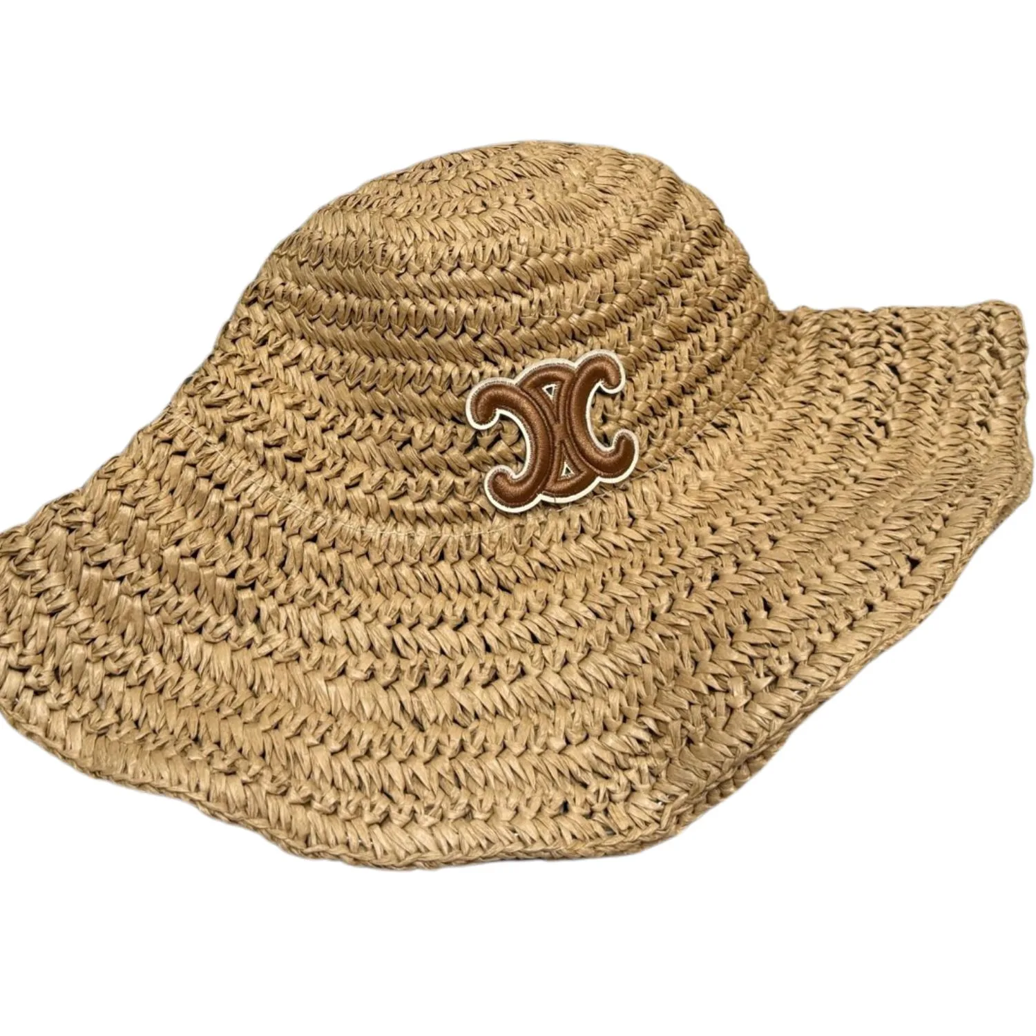 Celine Wide Brim Straw Hat Raffia Natural Tan / - Image 4