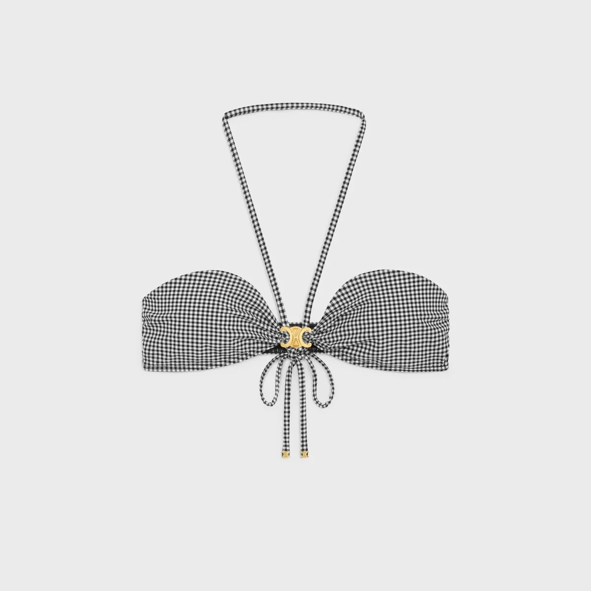 Alternative view of Celine Triomphe Balconette Bikini In Vichy Jersey Blanc/Noir
