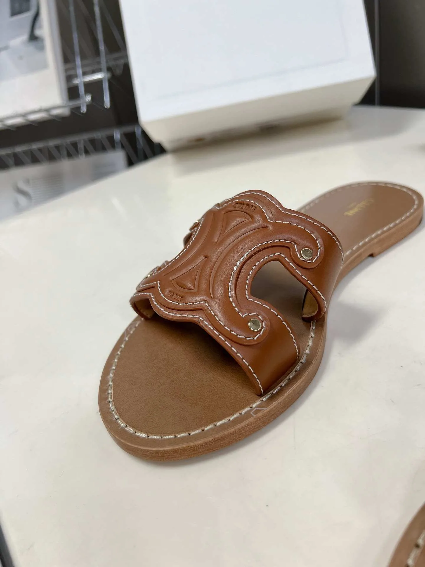 Alternative view of Celine Triomphe Mule Brown .04LU