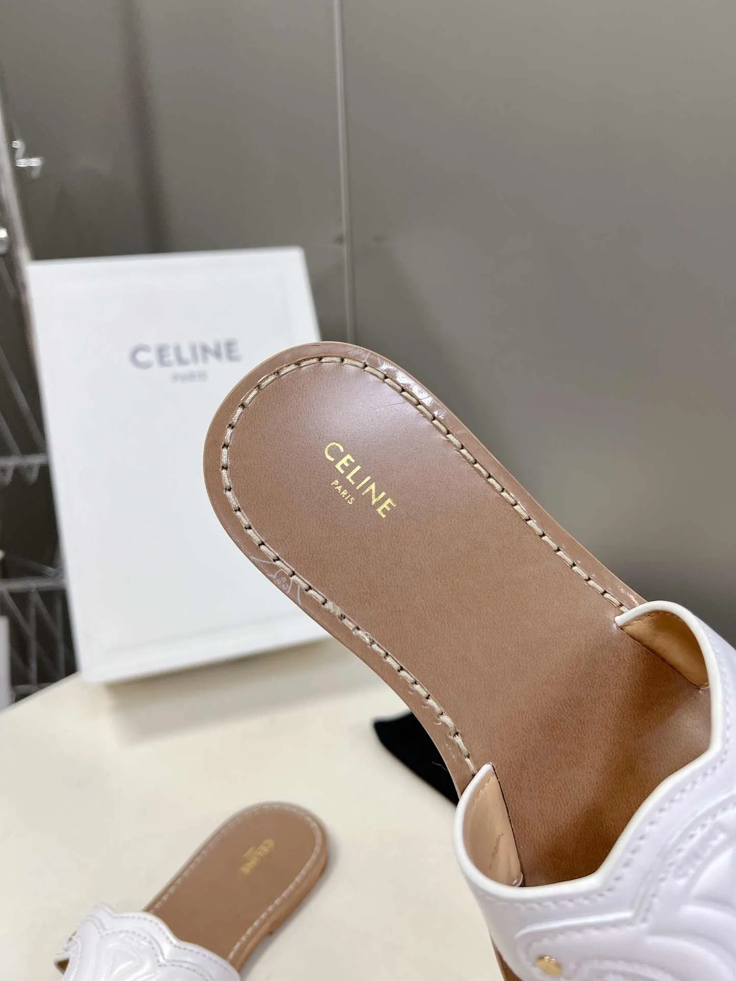 Alternative view of Celine Triomphe Mule White