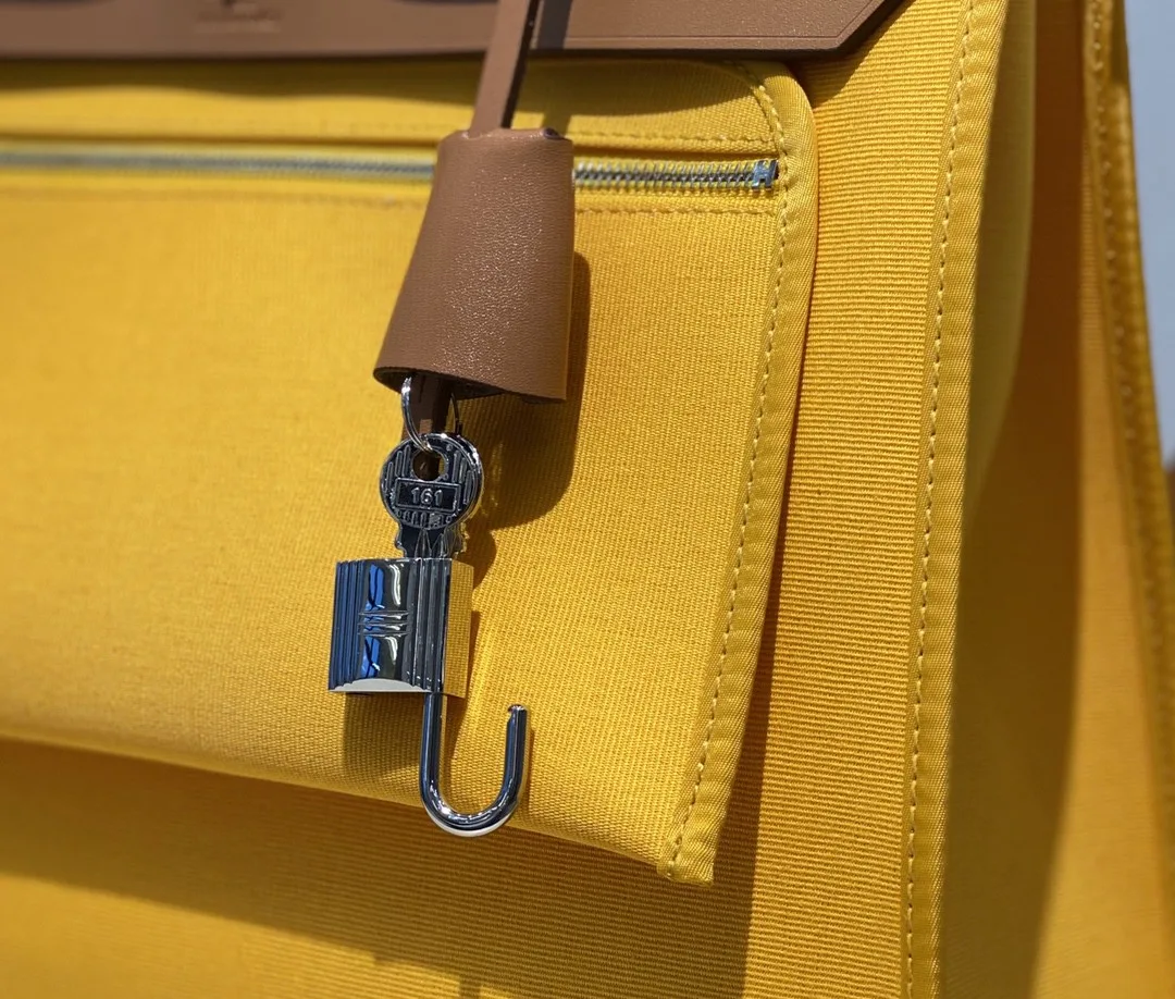 Alternative view of Hermes Herbag Zip Bag Yellow, Silver Toned Hardware Bag