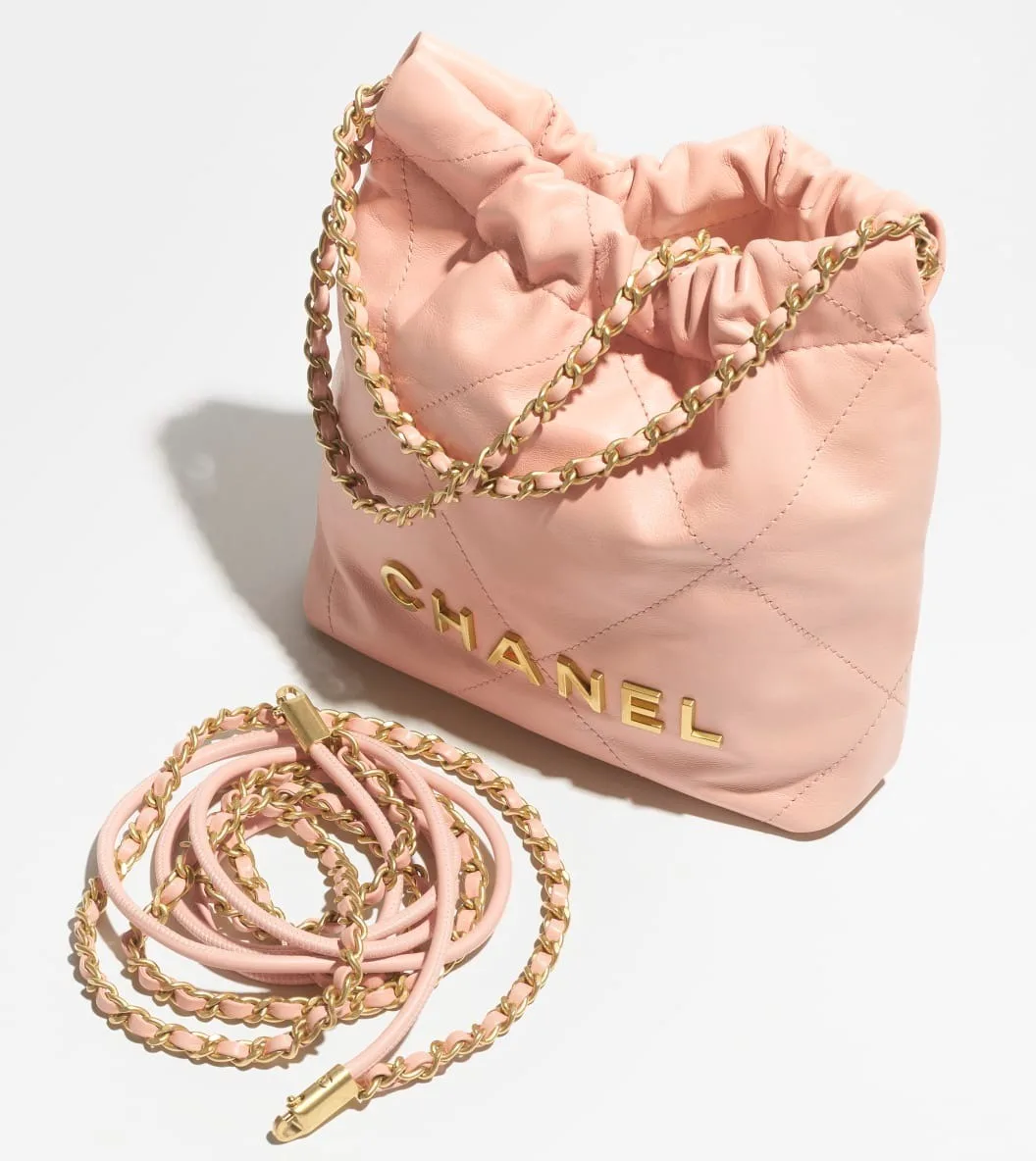 Chanel 22 Mini Crossbody Bag / Light Pink Gold Hardware - Image 3