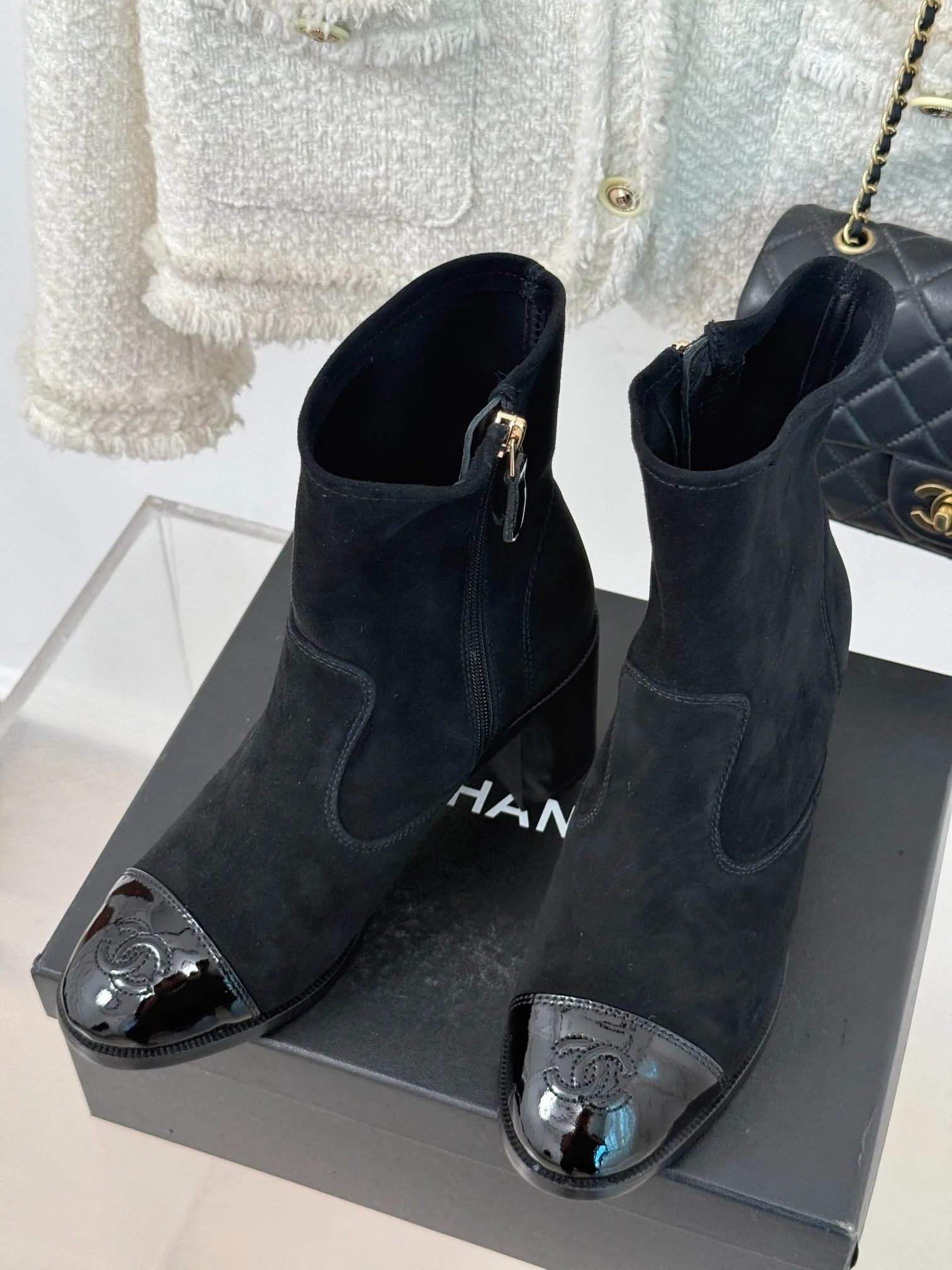 Chanel Ankle Chunky Heel Boots Black / - Image 3