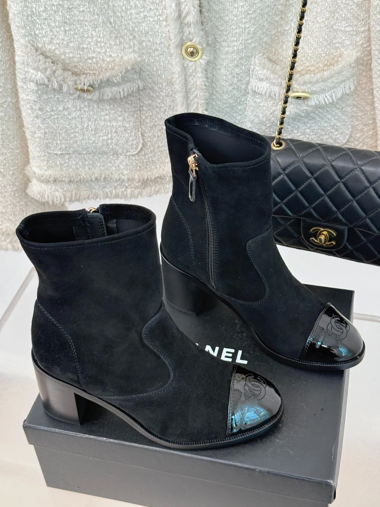 Chanel Ankle Chunky Heel Boots Black / - Image 4