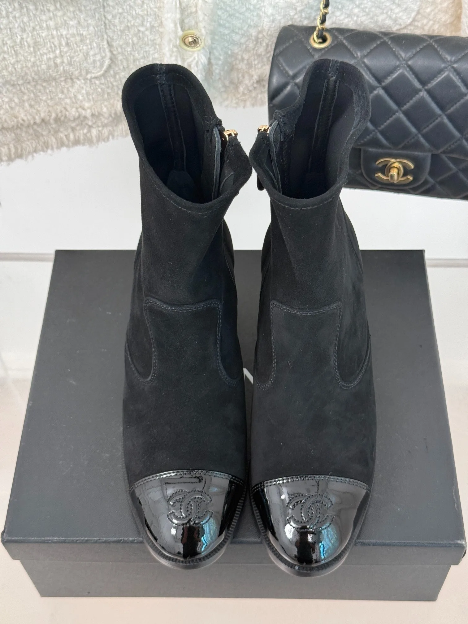 Chanel Ankle Chunky Heel Boots Black / - Image 7