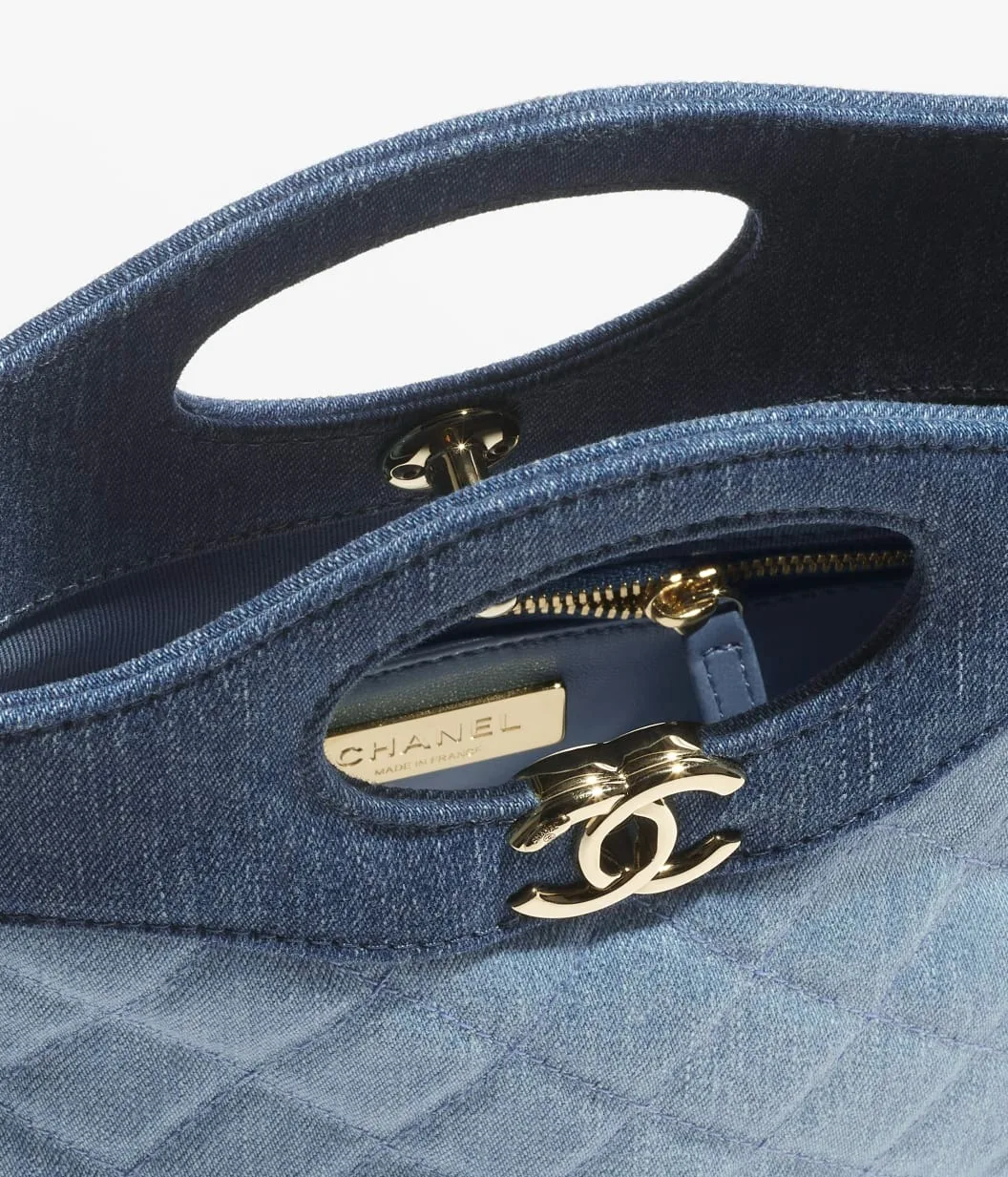 Chanel 31 Shopping Mini Crossbody Bag / Blue Gold Hardware - Image 3