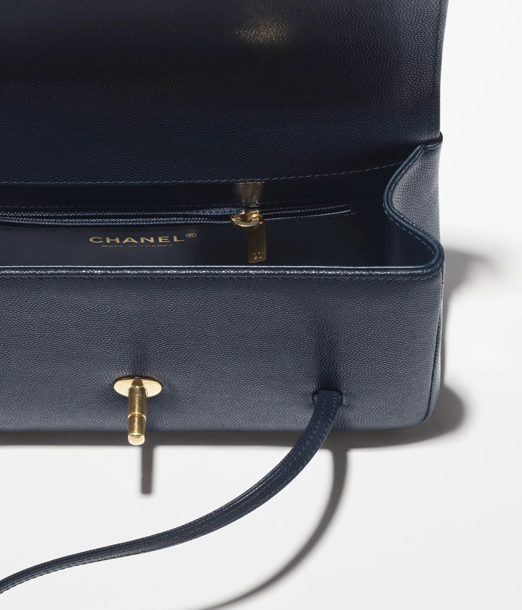 Chanel Flap Bag Small Shoulder / Dark Blue Gold Hardware - Image 3