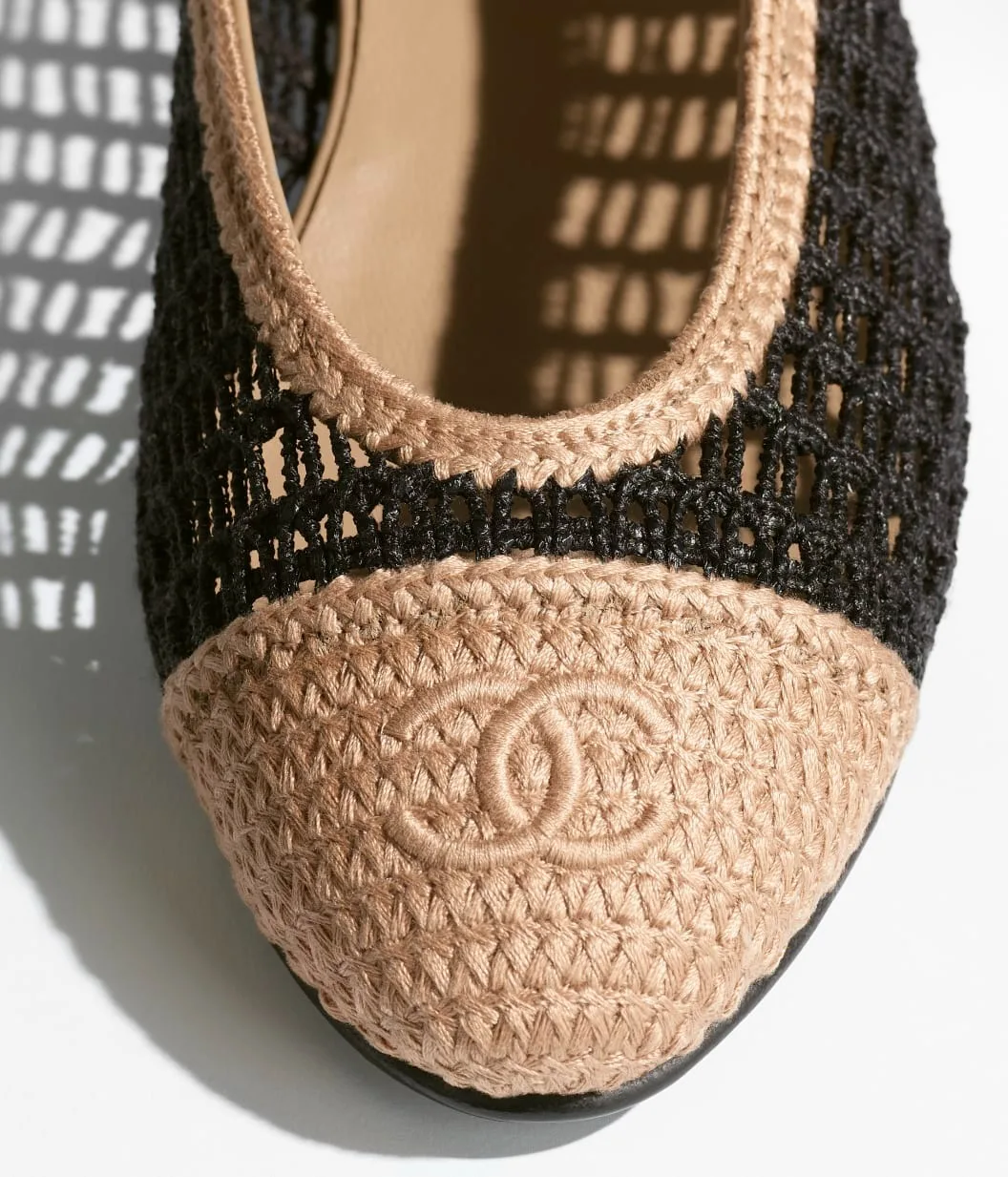 Chanel Raffia Ballet Flats Black/Beige --NAFBB - Image 3