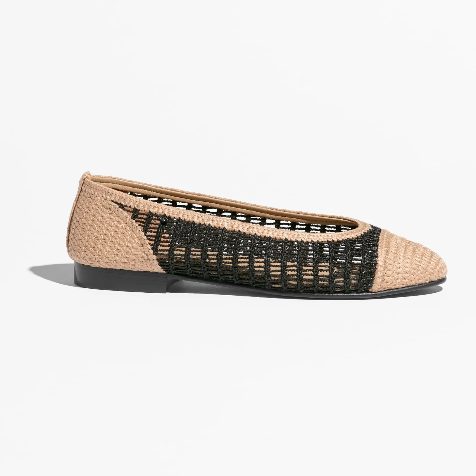 Chanel Raffia Ballet Flats Black/Beige --NAFBB - Image 4